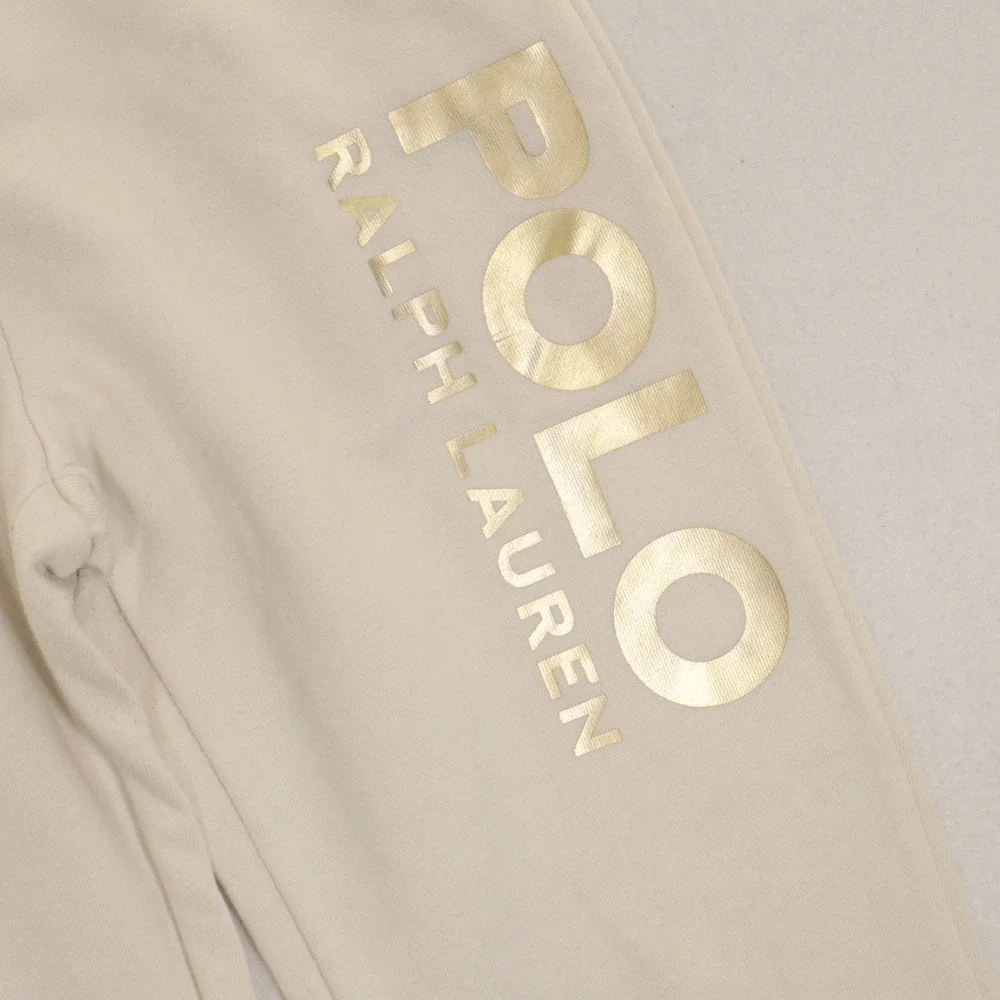 Polo Ralph Lauren Sweatpants Joggers Foil Logo Cream Kids Youth Large 12-14